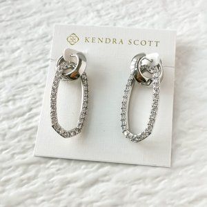 KENDRA SCOTT Danielle White Crystal Silver Convertible Link Earrings NEW